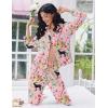 Ekouaer Women Pajamas Set Long Sleeve Sleepwear Button Down Pjs Soft 2 Piece Loungewear with Long Pants(Pink Tiger)