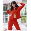 Ekouaer Women Pajamas Set Long Sleeve Sleepwear Button Down Pjs Soft 2 Piece Loungewear with Long Pants(Red)
