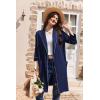 Ekouaer Women Robes Shawl Collar Bathrobe Short Kimono Robe Soft Knit Bathrobes Ladies Sleepwear with Pockets S-XXL(Navy Blue)