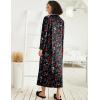 Ekouaer Women Zipper Robe Long Sleeve Loungewear Lightweight Housecoat Full Length Nightgown with Pockets(Black Floral)