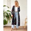 Ekouaer Women Zipper Robe Long Sleeve Loungewear Lightweight Housecoat Full Length Nightgown with Pockets(Black Floral)