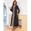 Ekouaer Women Zipper Robe Long Sleeve Loungewear Lightweight Housecoat Full Length Nightgown with Pockets(Black Floral)