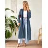 Ekouaer Women Zipper Robe Long Sleeve Loungewear Lightweight Housecoat Full Length Nightgown with Pockets(Blue)