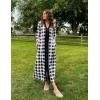 Ekouaer Women Zipper Robe Long Sleeve Loungewear Lightweight Housecoat Full Length Nightgown with Pockets(Gray Plaid)