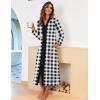 Ekouaer Women Zipper Robe Long Sleeve Loungewear Lightweight Housecoat Full Length Nightgown with Pockets(Gray Plaid)