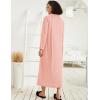Ekouaer Women Zipper Robe Long Sleeve Loungewear Lightweight Housecoat Full Length Nightgown with Pockets(Light Coralline)