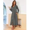 Ekouaer Women Zipper Robe Long Sleeve Loungewear Lightweight Housecoat Full Length Nightgown with Pockets(Medium Grey)