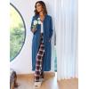 Ekouaer Women Zipper Robe Long Sleeve Loungewear Lightweight Housecoat Full Length Nightgown with Pockets(Navy)