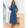 Ekouaer Women Zipper Robe Long Sleeve Loungewear Lightweight Housecoat Full Length Nightgown with Pockets(Navy)