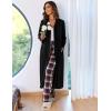 Ekouaer Women Zipper Robe Long Sleeve Loungewear Lightweight Housecoat Full Length Nightgown with Pockets(Pure Black)