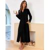 Ekouaer Women Zipper Robe Long Sleeve Loungewear Lightweight Housecoat Full Length Nightgown with Pockets(Pure Black)