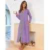 Ekouaer Women Zipper Robe Long Sleeve Loungewear Lightweight Housecoat Full Length Nightgown with Pockets(Purple)