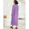 Ekouaer Women Zipper Robe Long Sleeve Loungewear Lightweight Housecoat Full Length Nightgown with Pockets(Purple)