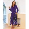 Ekouaer Women Zipper Robe Long Sleeve Loungewear Lightweight Housecoat Full Length Nightgown with Pockets(Purple Floral)
