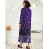 Ekouaer Women Zipper Robe Long Sleeve Loungewear Lightweight Housecoat Full Length Nightgown with Pockets(Purple Floral)