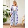 Ekouaer Women Zipper Robe Long Sleeve Loungewear Lightweight Housecoat Full Length Nightgown with Pockets(Purple Watercolor Flowers)