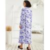 Ekouaer Women Zipper Robe Long Sleeve Loungewear Lightweight Housecoat Full Length Nightgown with Pockets(Purple Watercolor Flowers)