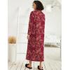 Ekouaer Women Zipper Robe Long Sleeve Loungewear Lightweight Housecoat Full Length Nightgown with Pockets(Red Floral)