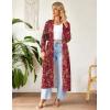 Ekouaer Women Zipper Robe Long Sleeve Loungewear Lightweight Housecoat Full Length Nightgown with Pockets(Red Floral)
