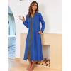 Ekouaer Women Zipper Robe Long Sleeve Loungewear Lightweight Housecoat Full Length Nightgown with Pockets(Snorkel Blue)