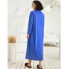 Ekouaer Women Zipper Robe Long Sleeve Loungewear Lightweight Housecoat Full Length Nightgown with Pockets(Snorkel Blue)