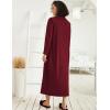 Ekouaer Women Zipper Robe Long Sleeve Loungewear Lightweight Housecoat Full Length Nightgown with Pockets(Wine Red)