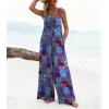 Ekouaer Women’s Casual Overalls Loose Wide Leg Jumpsuits Summer Boho Floral Printed Baggy Rompers with Pockets(A Blue Boho Print)