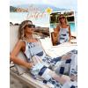 Ekouaer Women’s Casual Overalls Loose Wide Leg Jumpsuits Summer Boho Floral Printed Baggy Rompers with Pockets(Grey Boho Print)