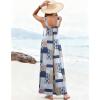 Ekouaer Women’s Casual Overalls Loose Wide Leg Jumpsuits Summer Boho Floral Printed Baggy Rompers with Pockets(Grey Boho Print)