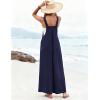 Ekouaer Women’s Casual Overalls Loose Wide Leg Jumpsuits Summer Boho Floral Printed Baggy Rompers with Pockets(Navy Blue)