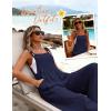 Ekouaer Women’s Casual Overalls Loose Wide Leg Jumpsuits Summer Boho Floral Printed Baggy Rompers with Pockets(Navy Blue)