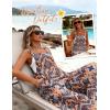 Ekouaer Women’s Casual Overalls Loose Wide Leg Jumpsuits Summer Boho Floral Printed Baggy Rompers with Pockets(Orange Bohemian)