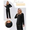 Ekouaer Womens Pajama Sets Pleated Tops with Long Pants Lounge Set Long Sleeve Fall Sleepwear Ladies Pjs S-XXL(Black)