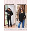 Ekouaer Womens Pajama Sets Pleated Tops with Long Pants Lounge Set Long Sleeve Fall Sleepwear Ladies Pjs S-XXL(Black)