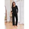 Ekouaer Womens Pajama Sets Pleated Tops with Long Pants Lounge Set Long Sleeve Fall Sleepwear Ladies Pjs S-XXL(Black)