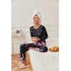 Ekouaer Womens Pajama Sets Pleated Tops with Long Pants Lounge Set Long Sleeve Fall Sleepwear Ladies Pjs S-XXL(Black Floral)