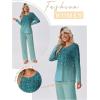 Ekouaer Womens Pajama Sets Pleated Tops with Long Pants Lounge Set Long Sleeve Fall Sleepwear Ladies Pjs S-XXL(Green Leaves)
