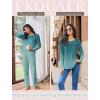 Ekouaer Womens Pajama Sets Pleated Tops with Long Pants Lounge Set Long Sleeve Fall Sleepwear Ladies Pjs S-XXL(Green Leaves)