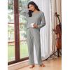 Ekouaer Womens Pajama Sets Pleated Tops with Long Pants Lounge Set Long Sleeve Fall Sleepwear Ladies Pjs S-XXL(Grey)