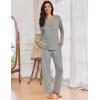 Ekouaer Womens Pajama Sets Pleated Tops with Long Pants Lounge Set Long Sleeve Fall Sleepwear Ladies Pjs S-XXL(Grey)