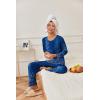 Ekouaer Womens Pajama Sets Pleated Tops with Long Pants Lounge Set Long Sleeve Fall Sleepwear Ladies Pjs S-XXL(Navy Folk Print)