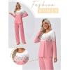 Ekouaer Womens Pajama Sets Pleated Tops with Long Pants Lounge Set Long Sleeve Fall Sleepwear Ladies Pjs S-XXL(Pink Floral)