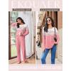 Ekouaer Womens Pajama Sets Pleated Tops with Long Pants Lounge Set Long Sleeve Fall Sleepwear Ladies Pjs S-XXL(Pink Floral)