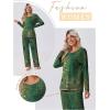 Ekouaer Womens Pajama Sets Pleated Tops with Long Pants Lounge Set Long Sleeve Fall Sleepwear Ladies Pjs S-XXL(Sage Folk Print)