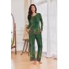 Ekouaer Womens Pajama Sets Pleated Tops with Long Pants Lounge Set Long Sleeve Fall Sleepwear Ladies Pjs S-XXL(Sage Folk Print)