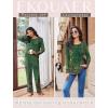 Ekouaer Womens Pajama Sets Pleated Tops with Long Pants Lounge Set Long Sleeve Fall Sleepwear Ladies Pjs S-XXL(Sage Folk Print)