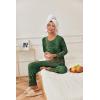 Ekouaer Womens Pajama Sets Pleated Tops with Long Pants Lounge Set Long Sleeve Fall Sleepwear Ladies Pjs S-XXL(Sage Folk Print)