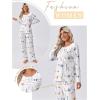 Ekouaer Womens Pajama Sets Pleated Tops with Long Pants Lounge Set Long Sleeve Fall Sleepwear Ladies Pjs S-XXL(White Floral)