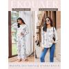 Ekouaer Womens Pajama Sets Pleated Tops with Long Pants Lounge Set Long Sleeve Fall Sleepwear Ladies Pjs S-XXL(White Floral)