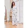 Ekouaer Womens Pajama Sets Pleated Tops with Long Pants Lounge Set Long Sleeve Fall Sleepwear Ladies Pjs S-XXL(White Floral)